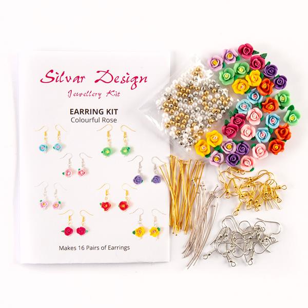 Silvar Design Colourful Rose Earring Kit - Makes 16 Pairs - 367611
