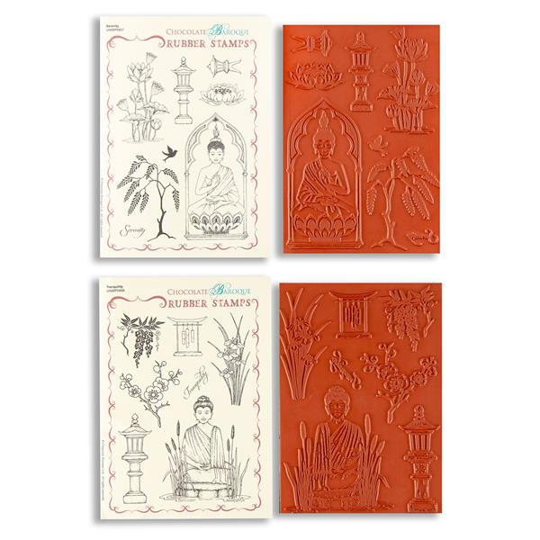 Chocolate Baroque Serene Collection - 2 x A5 Mounted Stamp Sheets - 370357