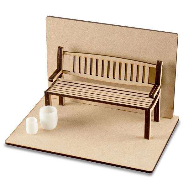 CoolKatzCraft Complete Bench Miniatures MDF Kit Set - 1:12 scale - 370794