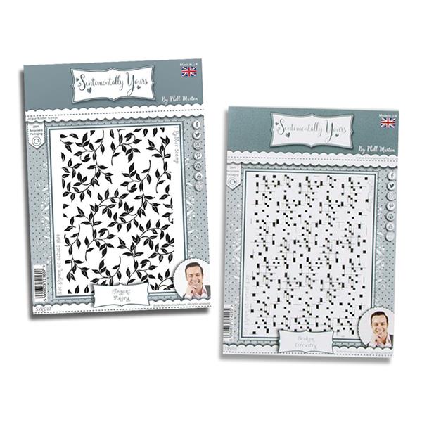 Sentimentally Yours 2 x A6 Background Stamps - Broken Circuitry & - 371508