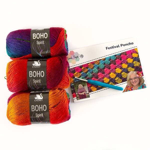 Sarah Payne Crochets Poncho Kit - Includes: Pattern, 3 Balls of M - 376222