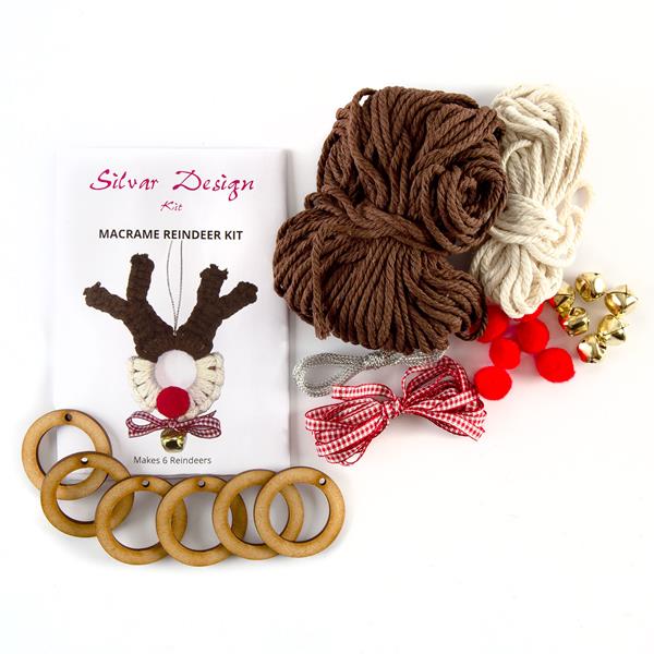 Silvar Design Macrame Reindeer Kit - Makes 6 - 377976