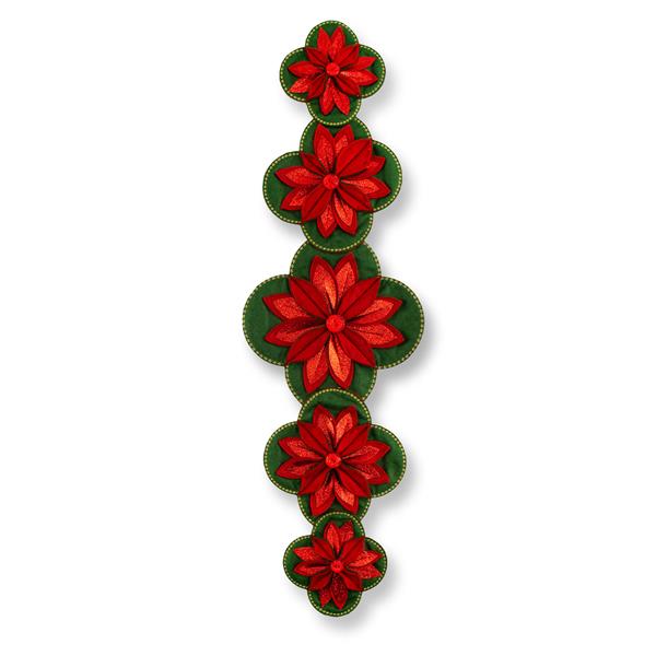 Daisy Chain Designs Red & Green Five Poinsettia Christmas Table D - 381826