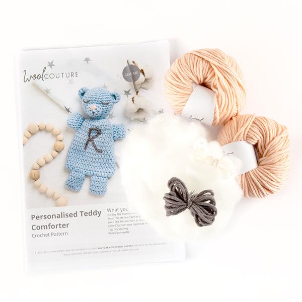 Wool Couture Personalised Teddy Baby Comforter Crochet Kit - 386892