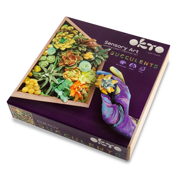 OKTO Clay Wood & Craft DIY Succulents - Includes Wooden Box, Clay - 394491