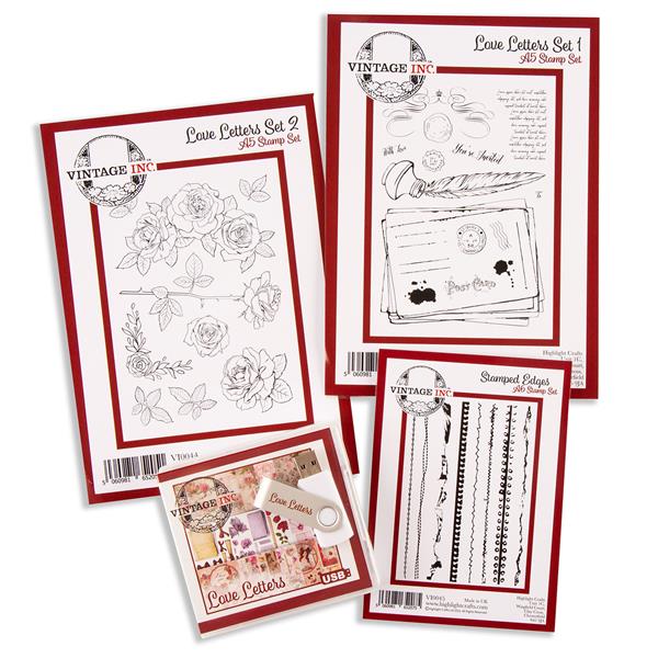 Vintage Inc Love Letters Collection - 2 x A5 Stamps, USB & Free A - 395184