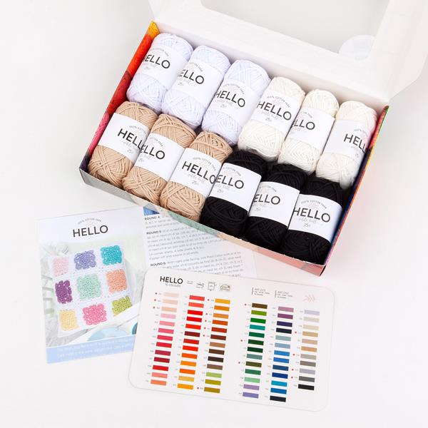 HELLO Cotton Essentials Yarn Box - Includes: 12 x 25g Balls of 10 - 395637