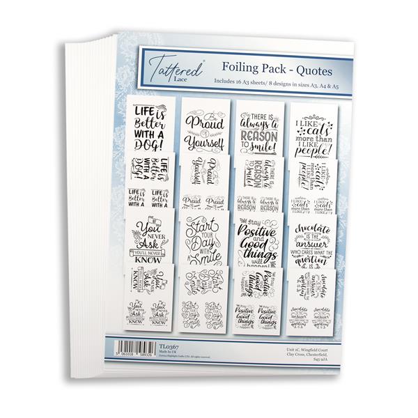 Tattered Lace Quotes Foiling Designs - 16 Sheets - Assorted Sizes - 398001