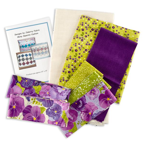 Juberry Designs Pansies Cushion Kit & Many Squares Pattern - 402637