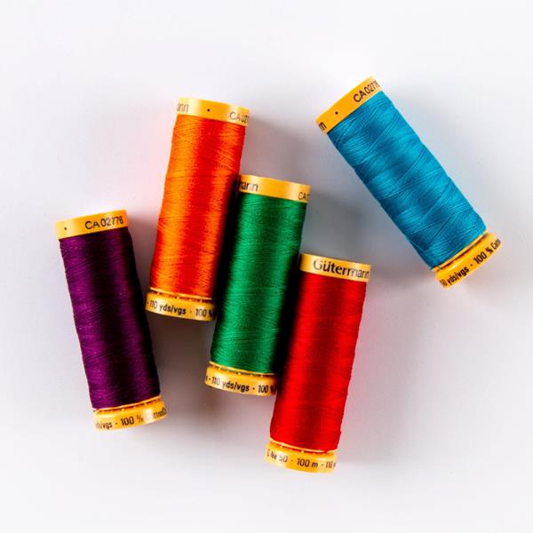 Gutermann Brights 100% Cotton Thread Bundle - 5 x 100m Reels - 404188