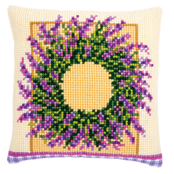 Vervaco Lavender Wreath Cross Stitch Cushion Kit - 404480
