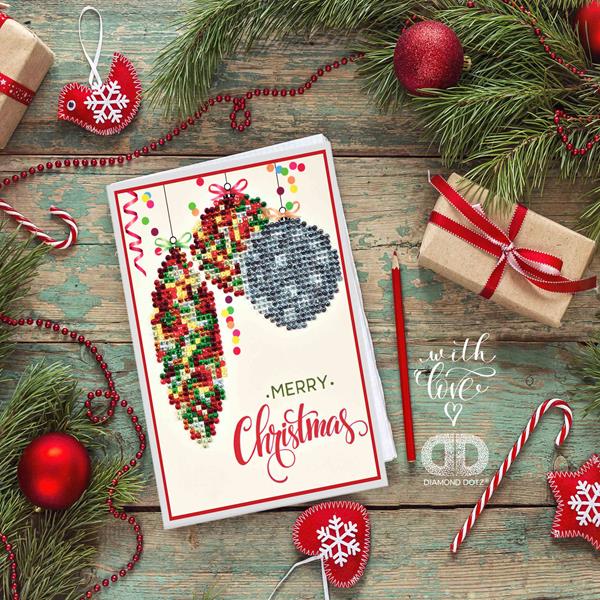 Diamond Dotz Pack of 3 Merry Christmas Baubles Greeting Card Kit - 405641