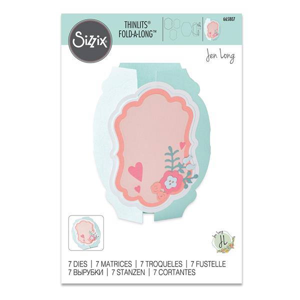 Sizzix Thinlits Card Label Fold-a-Long Die Set By Jen Long - 7 Di - 407935