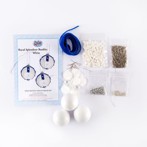 Pinflair Regal Splendour Baubles Kit - Blue & White - Makes 3 - 409708
