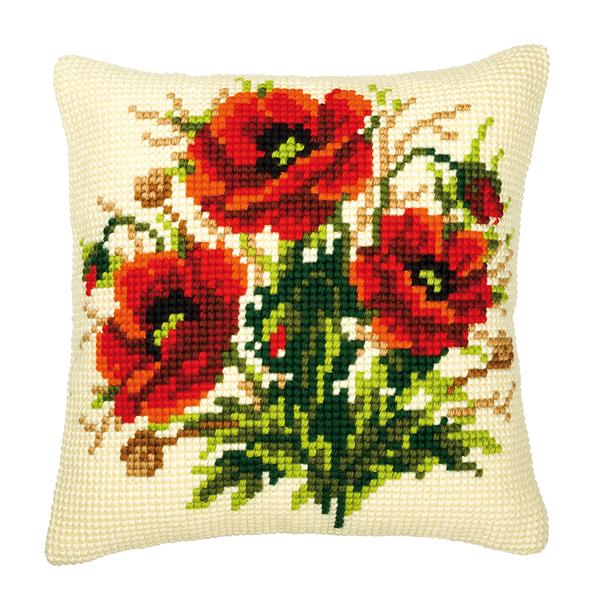 Vervaco Cross Stitch Poppies Cushion Kit - 409882