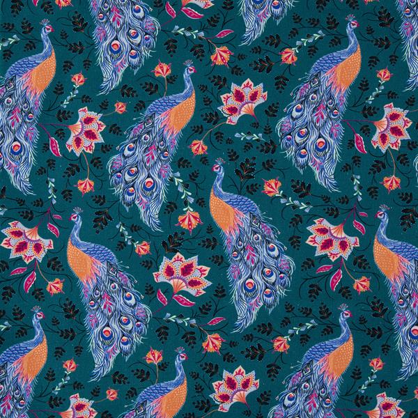 The Craft Cotton Co by Bethany Salt Paisley Peacocks 1m Fabric Pi - 411696