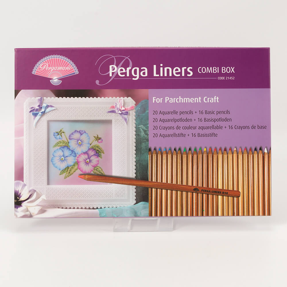 Pergamano Perga Liners Combi Box - 20 Aquarelle Pencils &amp; 16 Basic Pencils