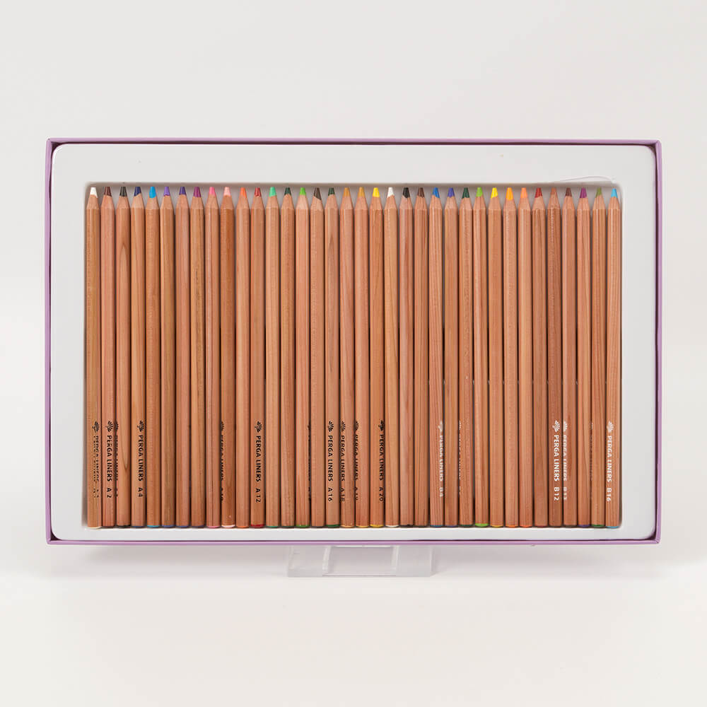 Pergamano Perga Liners Combi Box - 20 Aquarelle Pencils &amp; 16 Basic Pencils