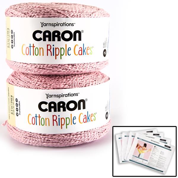 Caron Cotton Plum Fade Ripple Cakes Yarn 240g -  2 Balls & 4 Patt - 421494
