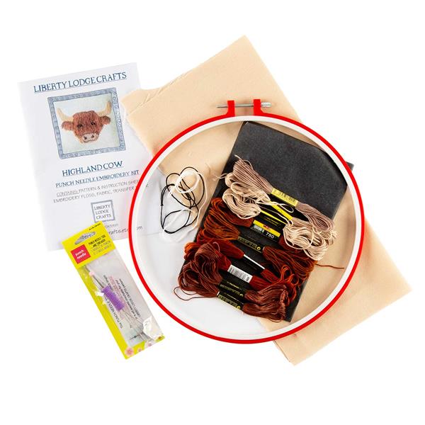 Liberty Lodge Crafts Highland Cow Punch Needle Starter Kit with 1 - 427303