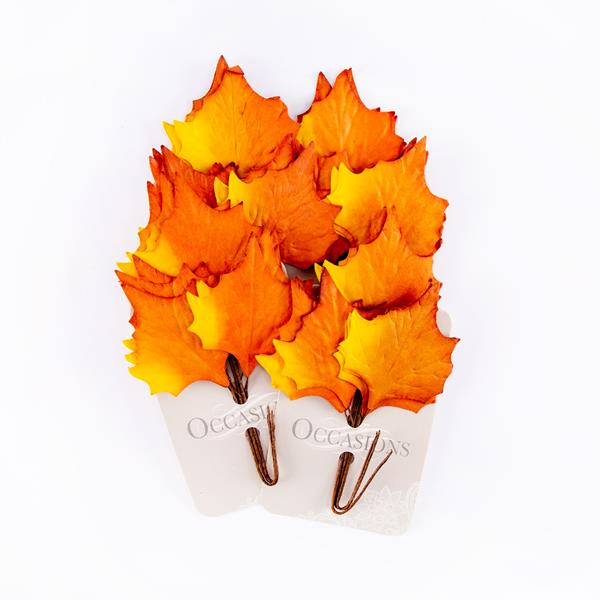 Occasions Pack of 4 Orange Paper Maple Leaves on Wire - 427441