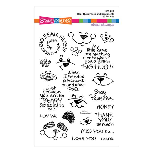 Stampendous Hugs Bear Hugs Faces Sentiments Stamp Set 22 Stamps