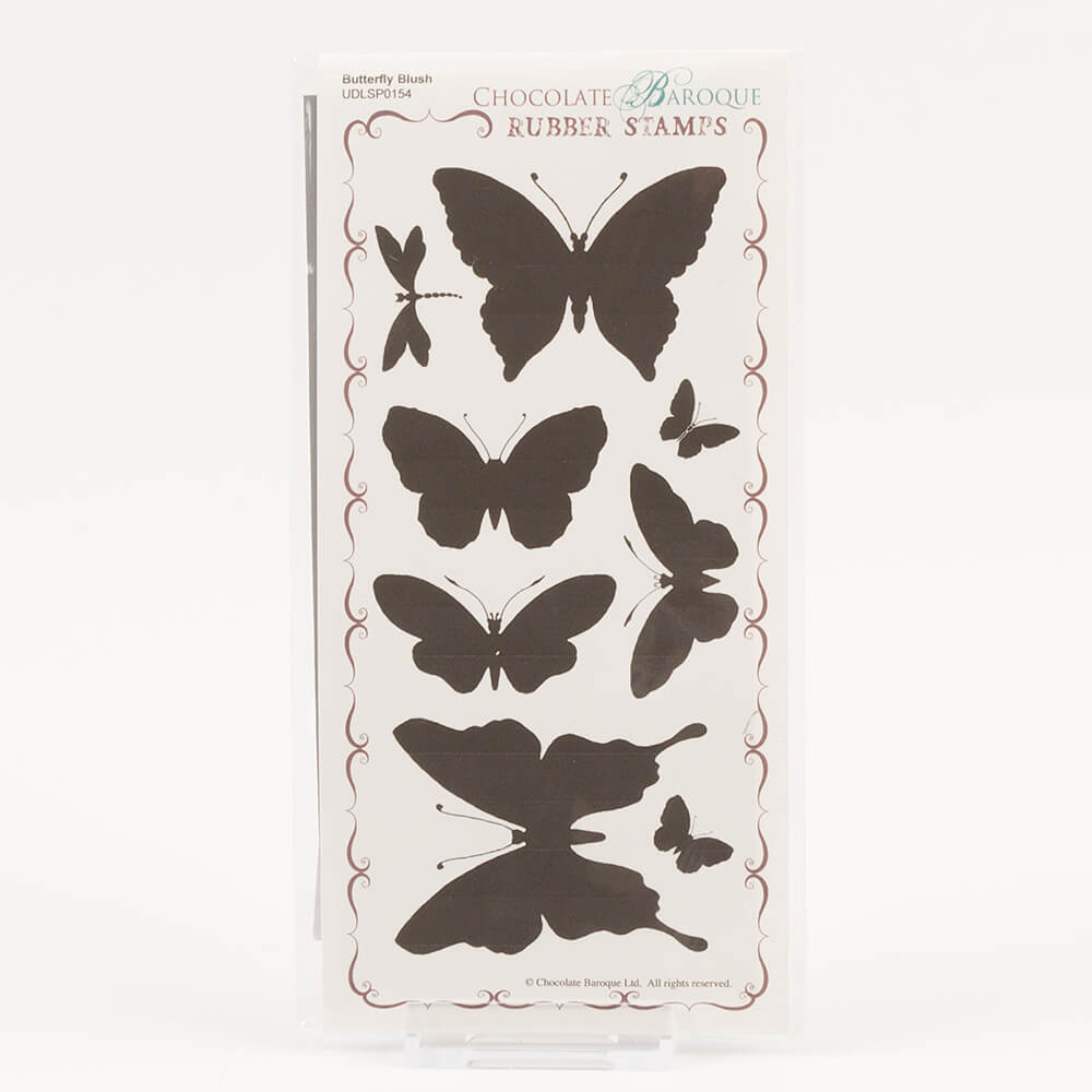 Chocolate Baroque Butterfly Blush DL Unmounted Stamp Sheet - 8 Images