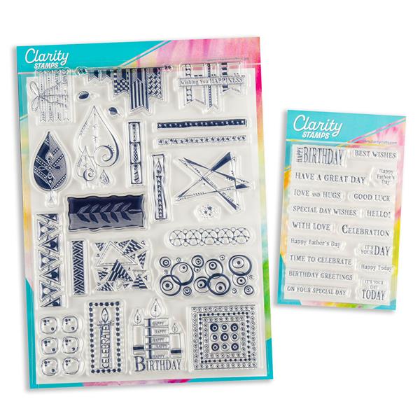 Clarity Crafts Tina's Bijou Retro Elements & Sentiments Stamp Set - 436382