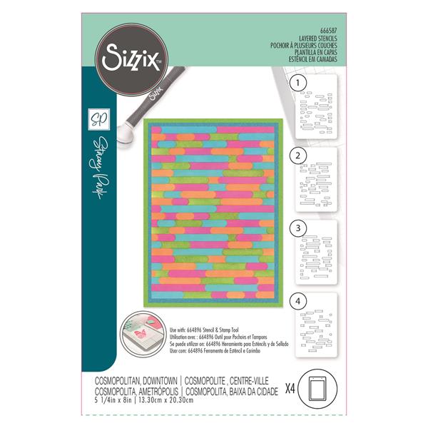 Sizzix A6 Layered Stencils - Cosmopolitan, Downtown by Stacey Par - 437129