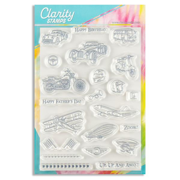 Clarity Crafts Just Wheels & Wings A5 Stamp Set - 23 Stamps - 442734