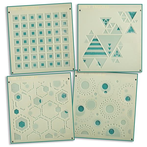 Funky Fossil Sparkling Stencils - 4 x Layered Stencil Sets - 8 St - 447122
