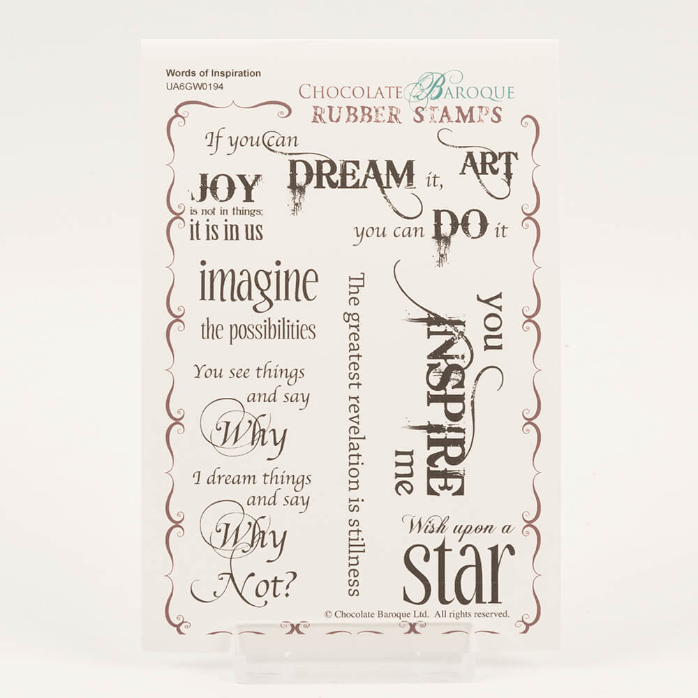 Chocolate Baroque Words of Inspiration A6 Unmounted Stamp Sheet - 8 Images