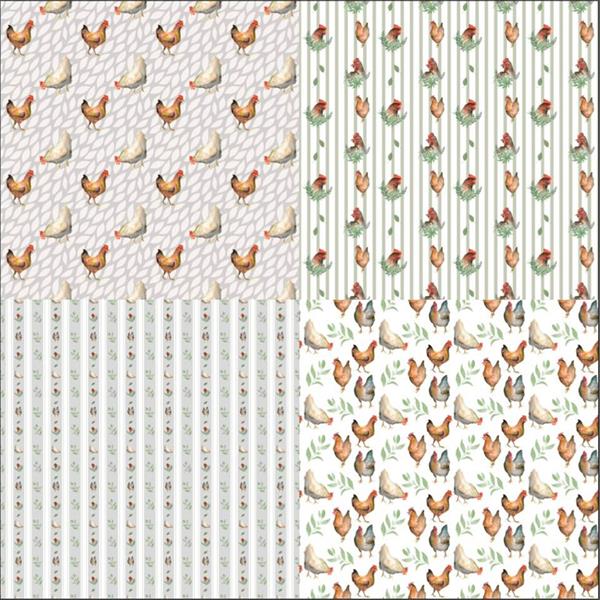 Daisy Lane Chicken Fabric Panel - 112cm x 110cm - 447867