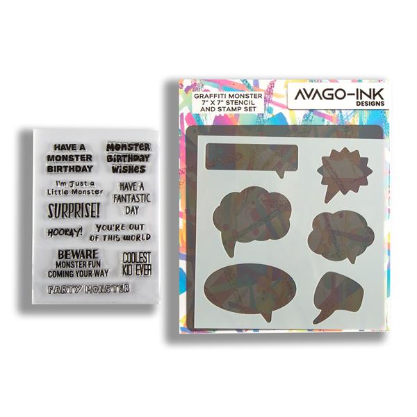 AVAGO-INK Graffiti Monster Stencil & Stamp Set - 10 Stamps & 1 St - 450867