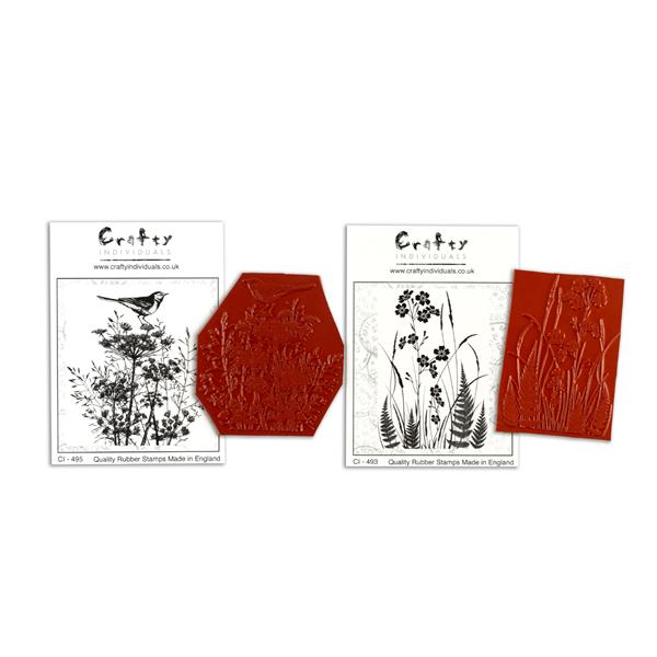 Crafty Individuals 2 x Cling Unmounted Rubber Stamps - Wild Flowe - 453312