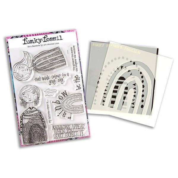 Funky Fossil A5 Be a Rainbow Stamp Set & Layered Paint Me a Rainb - 461903