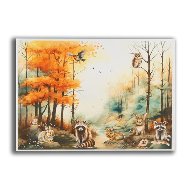 Emlems Wildlife A4 Rice Paper - Raccoon & Friends Autumn Scene - 465317