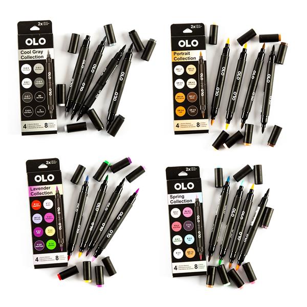 OLO Alcohol Markers Double Ended Brush Complete Collection of 16  - 468742