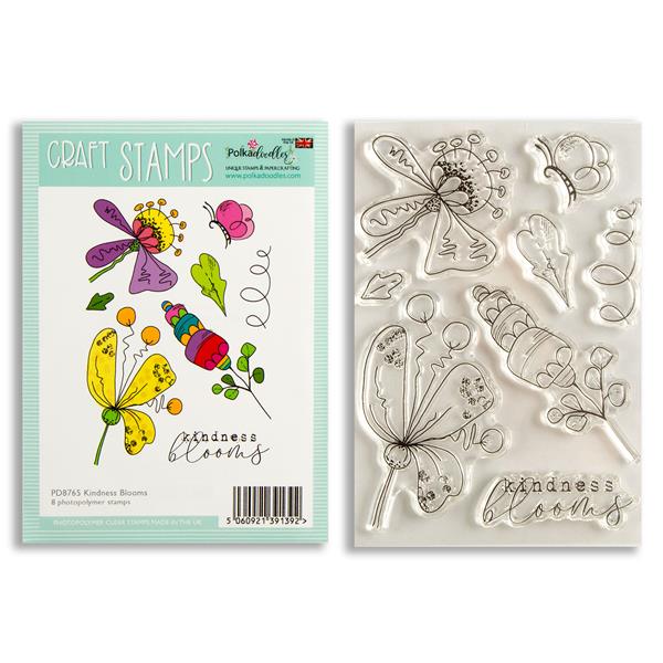 Polkadoodles Kindness Blooms A6 Clear Stamp Set - 8 Stamps - 468946