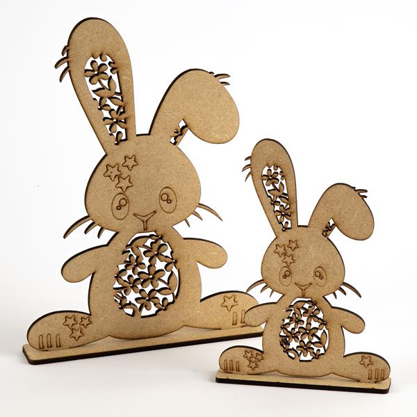 Samantha K Crafts 2 x Floral Standing Bunnies - Large & Small - 481850