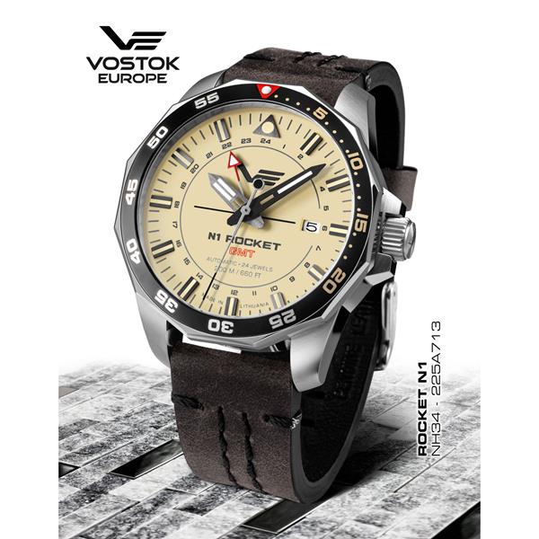 Vostok Europe N1 Rocket  Automatic GMT with Leather Strap - 486926