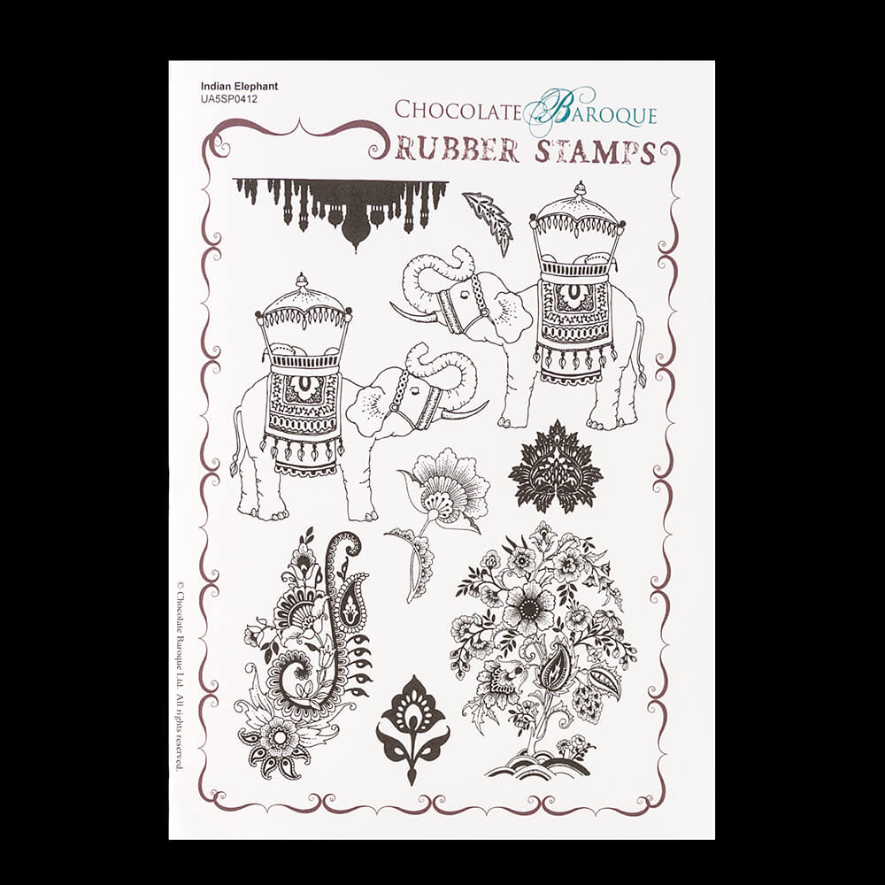 Chocolate Baroque Indian Elephant A5 Stamp Sheet