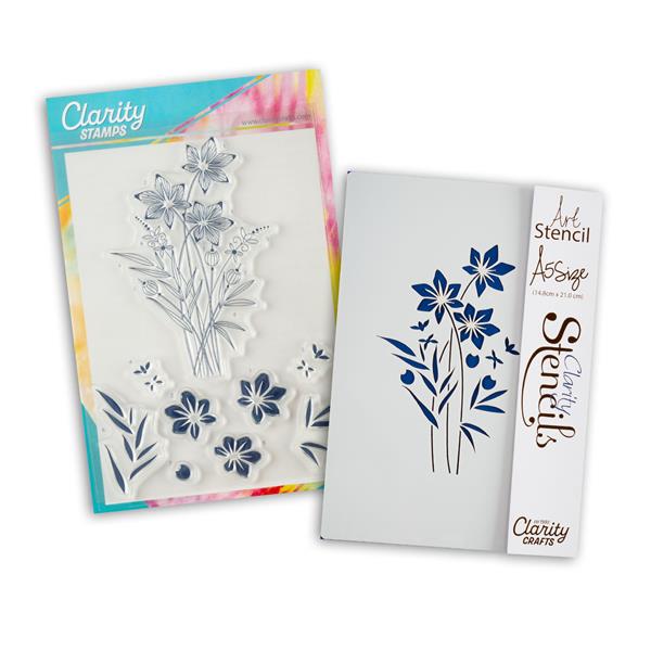 Clarity Crafts Barbara's Star Flower Spray A5 Stamp & Stencil Set - 488534