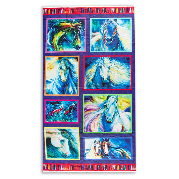 Juberry Designs Painted Horses Fabric Panel - 493615
