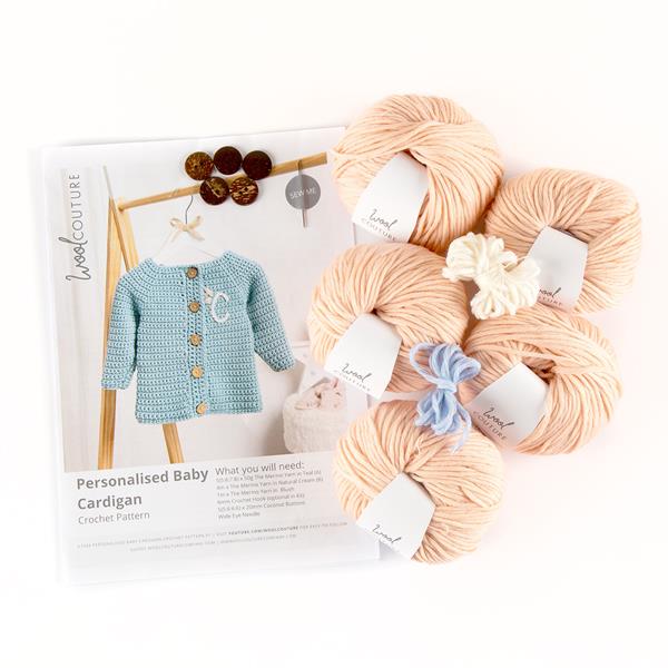Wool Couture Personalised Baby Cardigan Crochet Kit - 0 - 6 Month - 497386