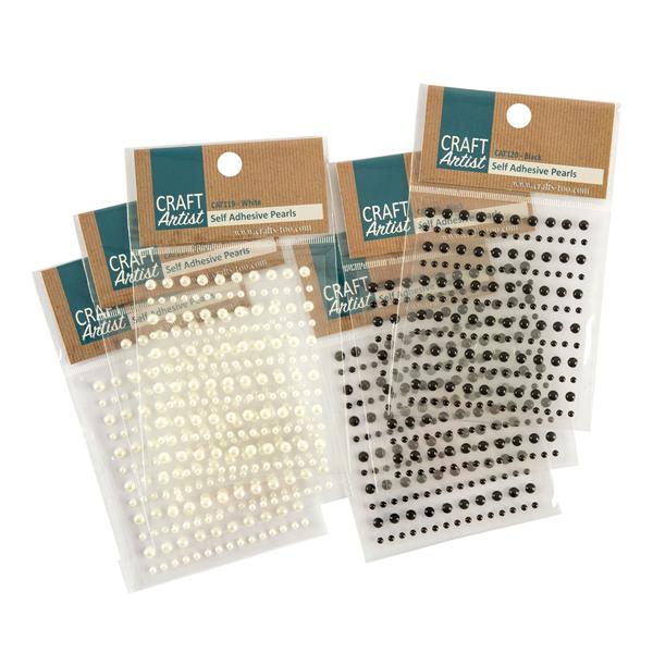 Craft Artist Stick on Pearl Collection - 119 & 120 - White & Blac - 499464