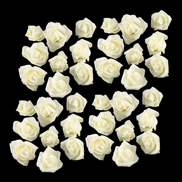 Eleganza 4 x Packs of White Felt Roses - 36 Roses Total - 501609