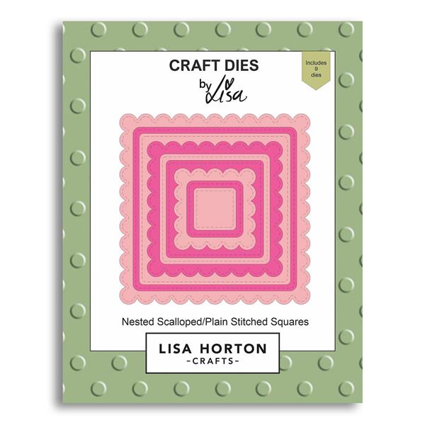 Lisa Horton Crafts Nested Scalloped & Stitched Squares Die Set -  - 501988