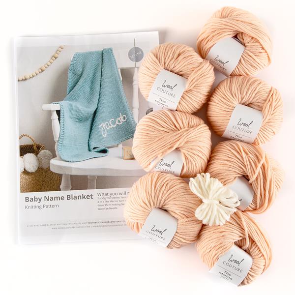 Wool Couture Baby Name Blanket Knitting Kit - 504190