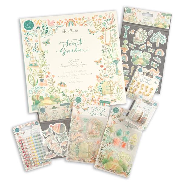 Craft Consortium Secret Garden Bundle - 13 Stamps, Paper Pad & Em - 514288
